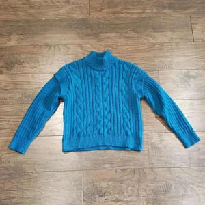 Time and Tru Women's Blue Mock Turtleneck Sweater Size Large (12-14)